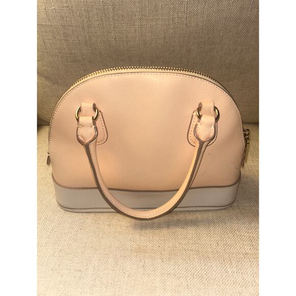 Coach Cora Mini Domed Satchel Leather Peach White Two Toned Crossbody Bag - Picture 2 of 6